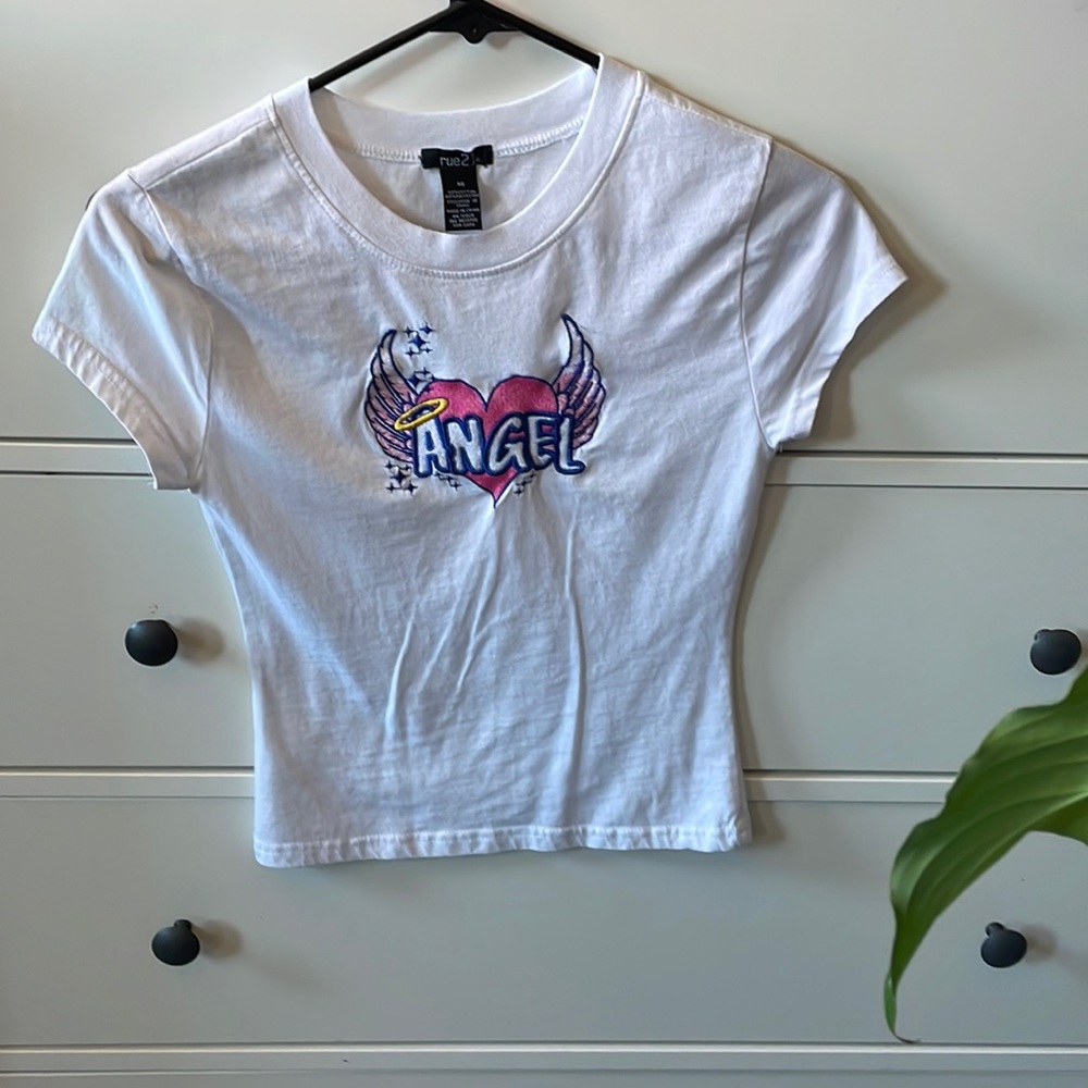 White graphic tee